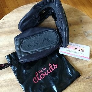 Studded Ballet Flats Foldable 11/12 Black NWT